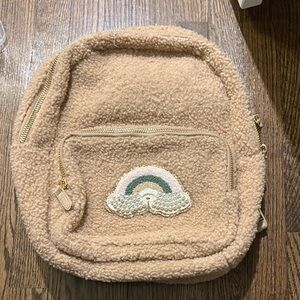 Stoney Clover Cozy Tan Mini Backpack with Rainbow Patch